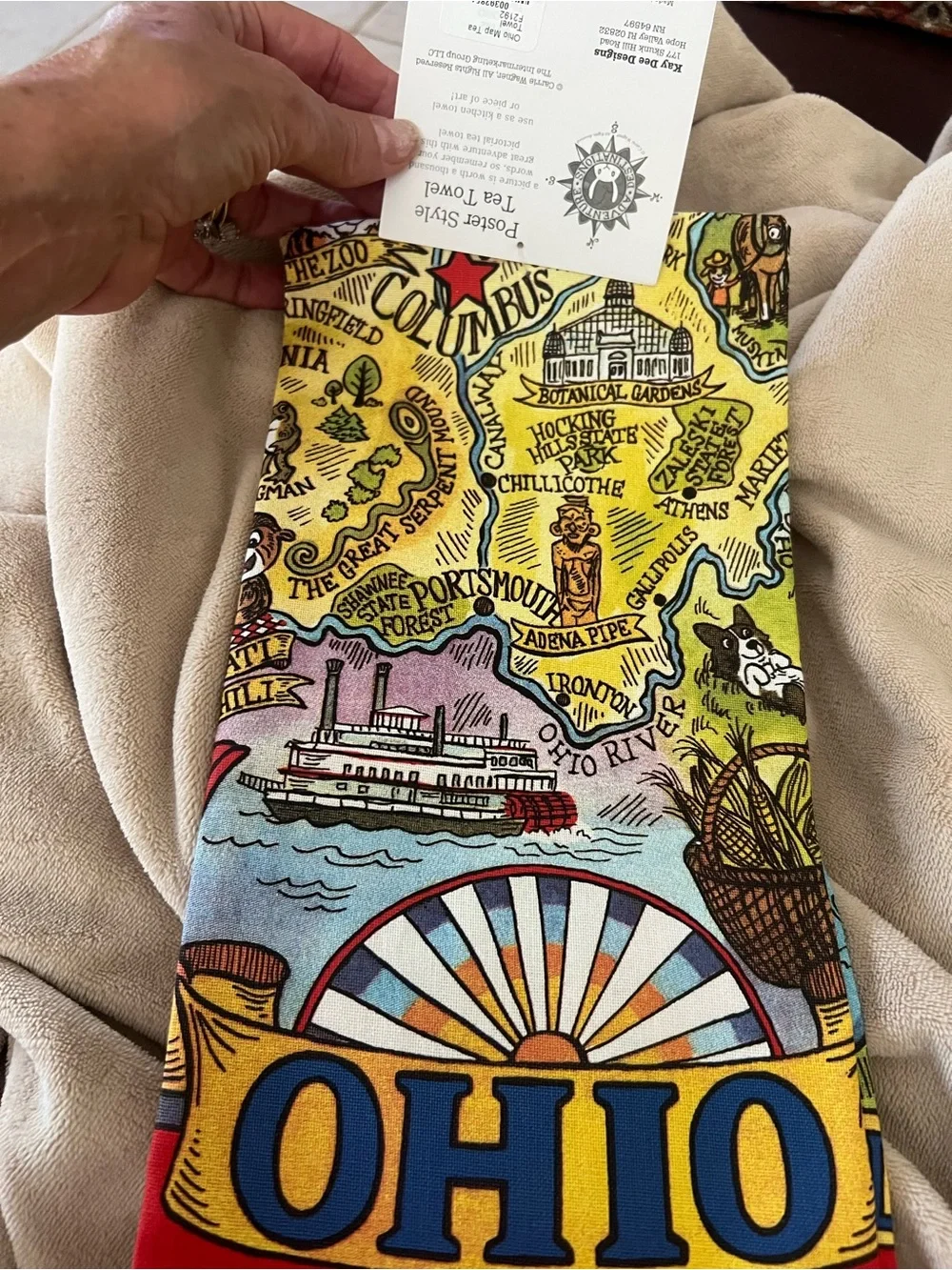 Kay Dee Designs Ohio Map Poster Style Tea Towel, new with tag